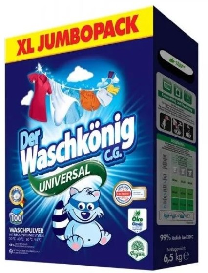 der waschkonig, waschkonig universal, 100 prani, praci prach, praci prosriedok, prach na pranie, nemecka drogeria, kvalitna drogeria, dovozova drogeria